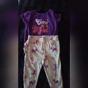 Purple and Cream Kids Pajamas with Unicorn Print
